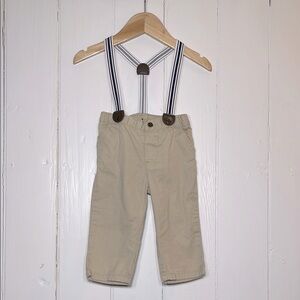 JANIE & JACK VGUC Khaki Special Occassion Suspender Dress Pants